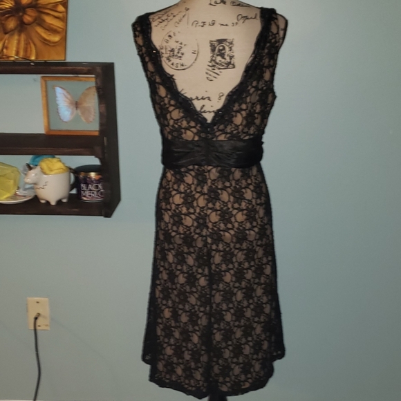 S.L. Fashions Lace Overlay Sequins A-line Dress - Picture 6 of 8